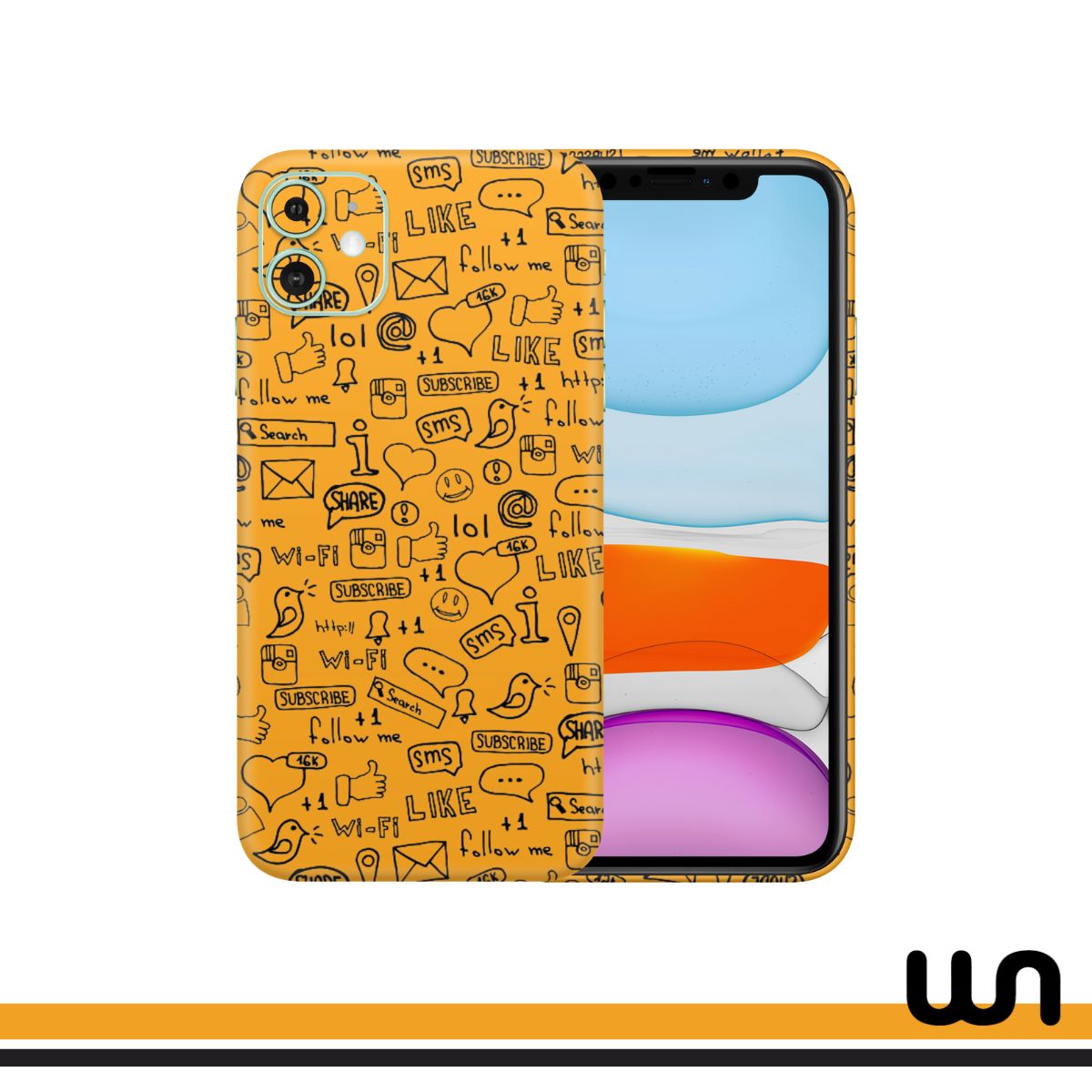 Orange Doodle Skin for iPhone iPhone 11