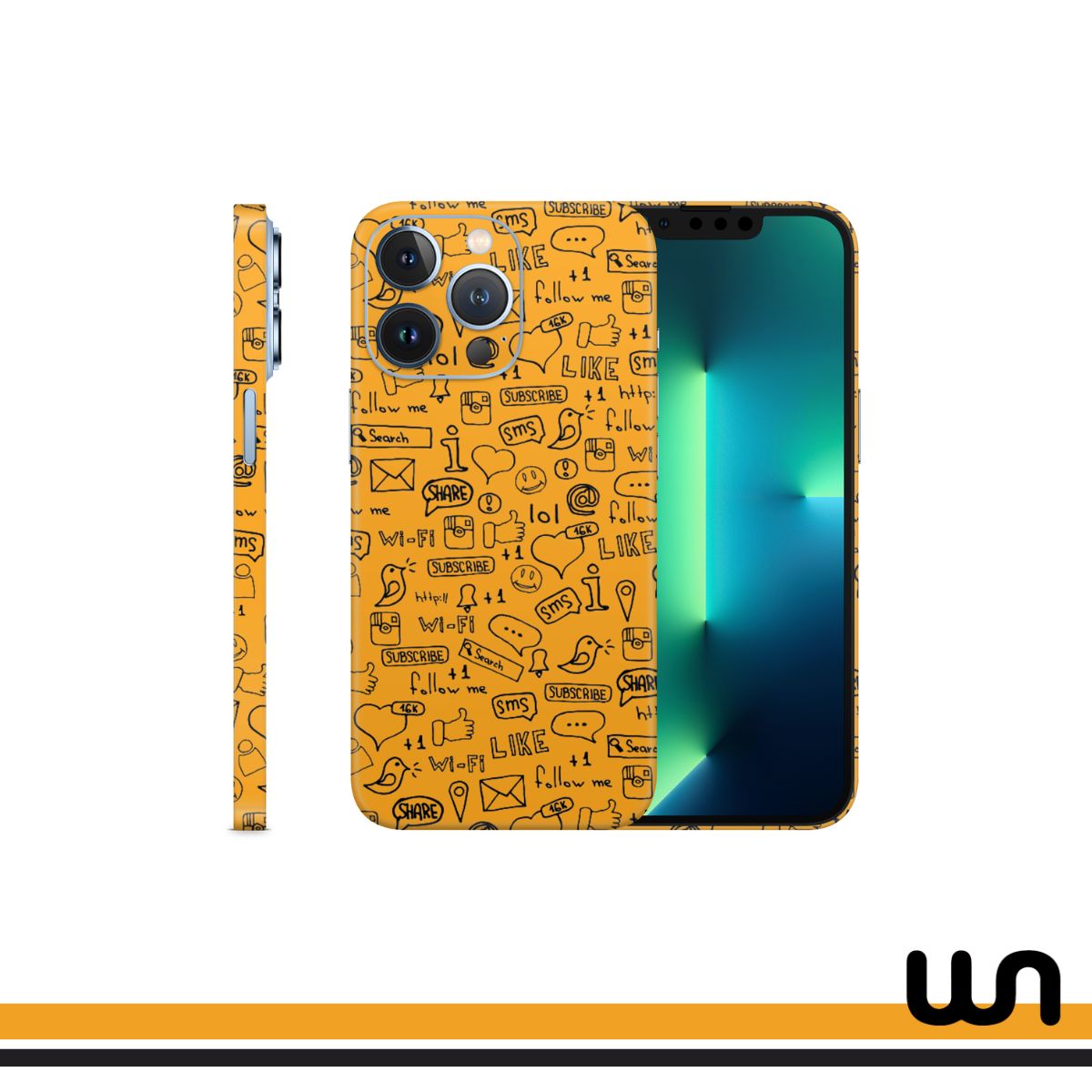 Orange Doodle Skin for iPhone 13 Pro