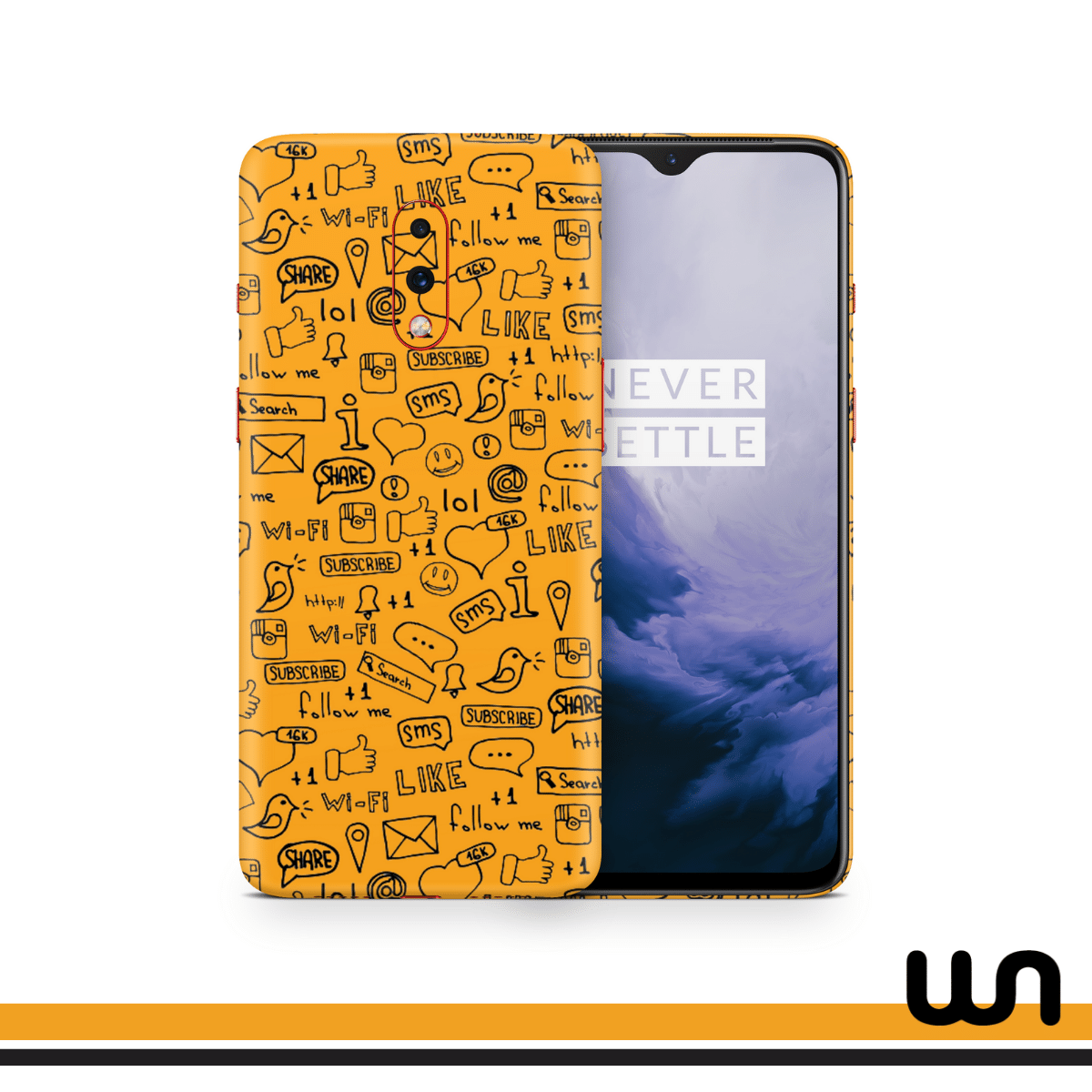 Orange Doodle Skin for One Plus 7