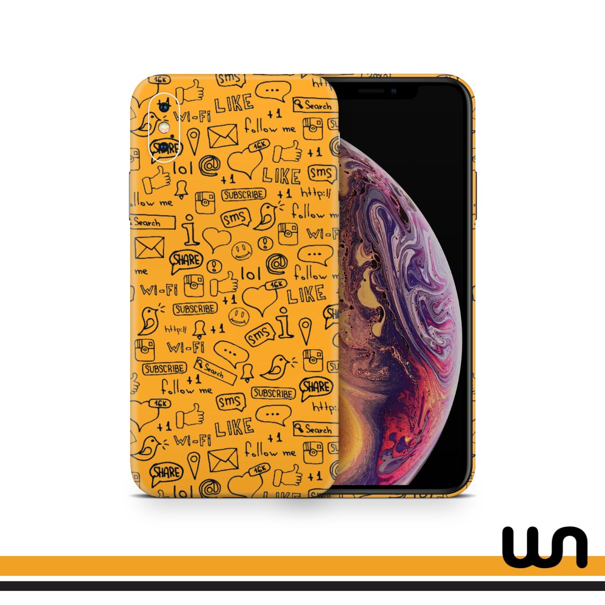 Orange Doodle Skin for iPhone iPhone X