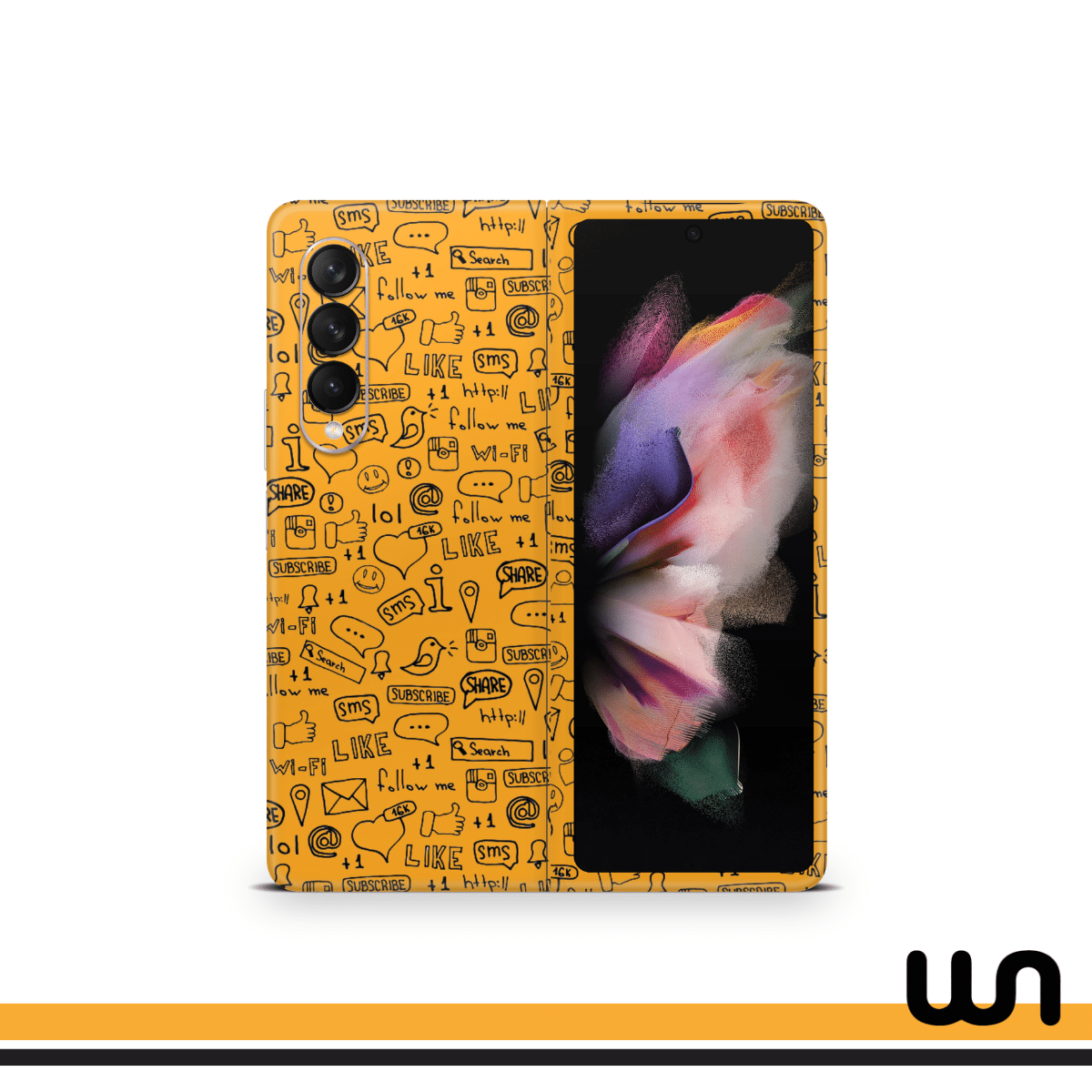 Orange Doodle Skin for Samsung Fold 4