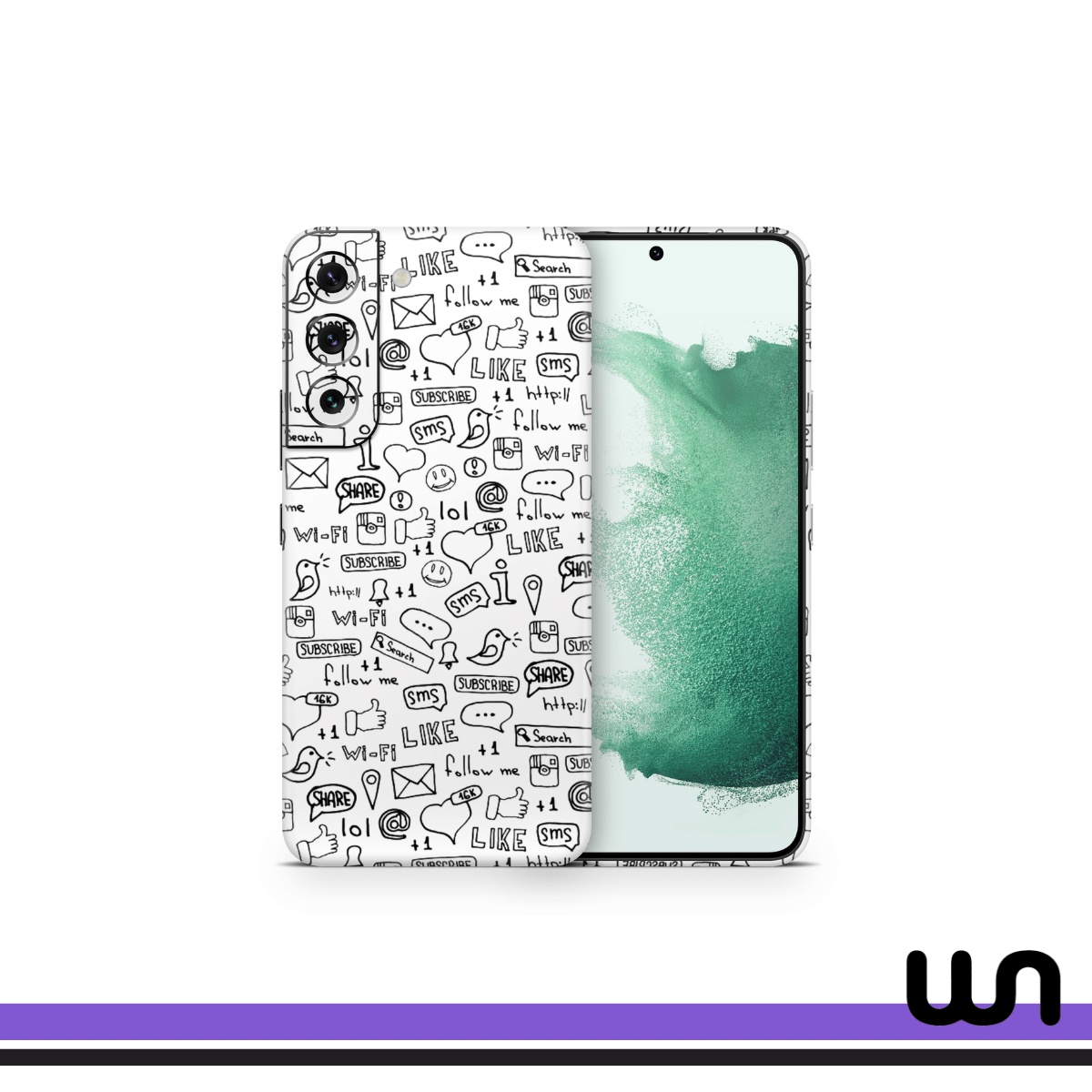 White Doodle Skin for Samsung S22