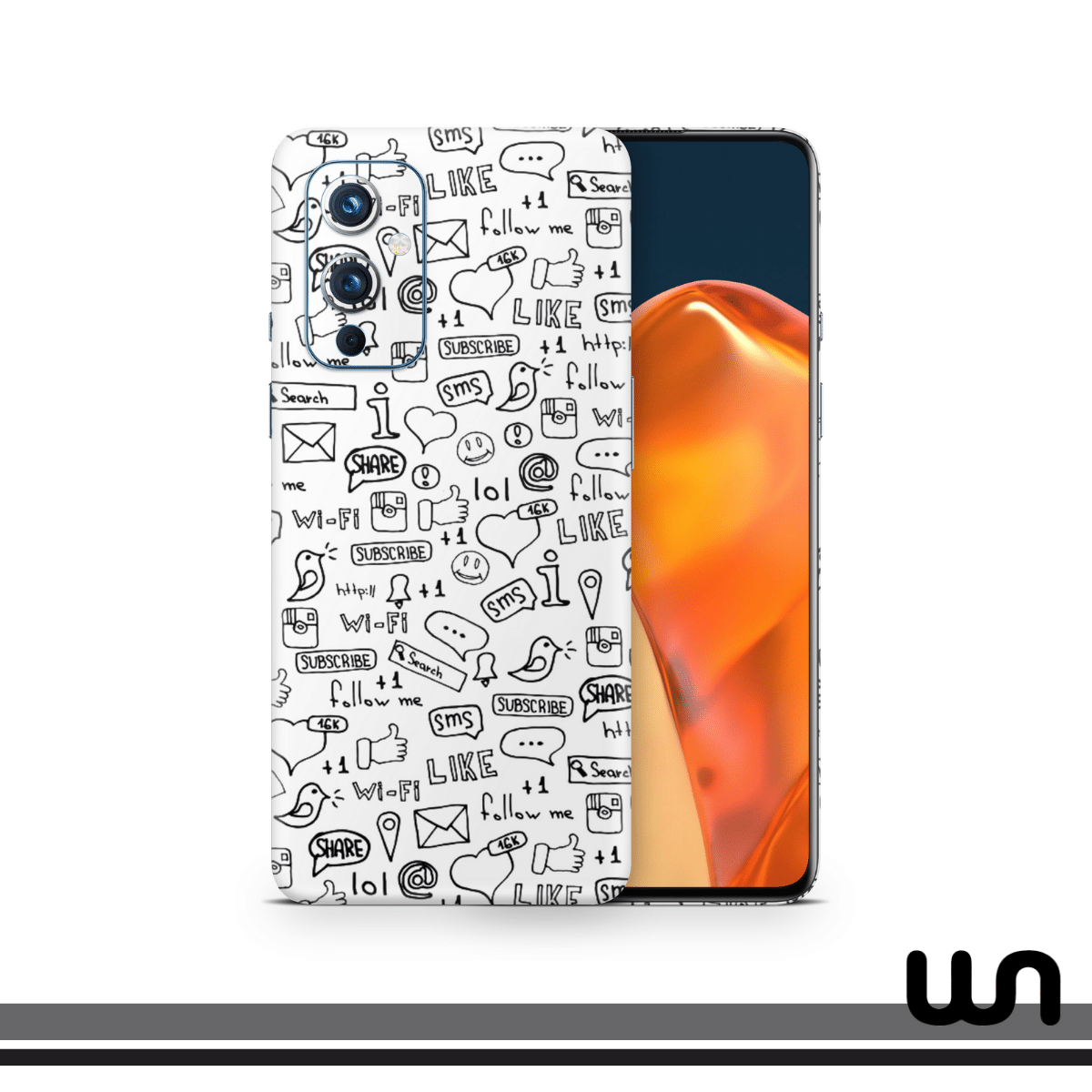 White Doodle Skin for One Plus 9