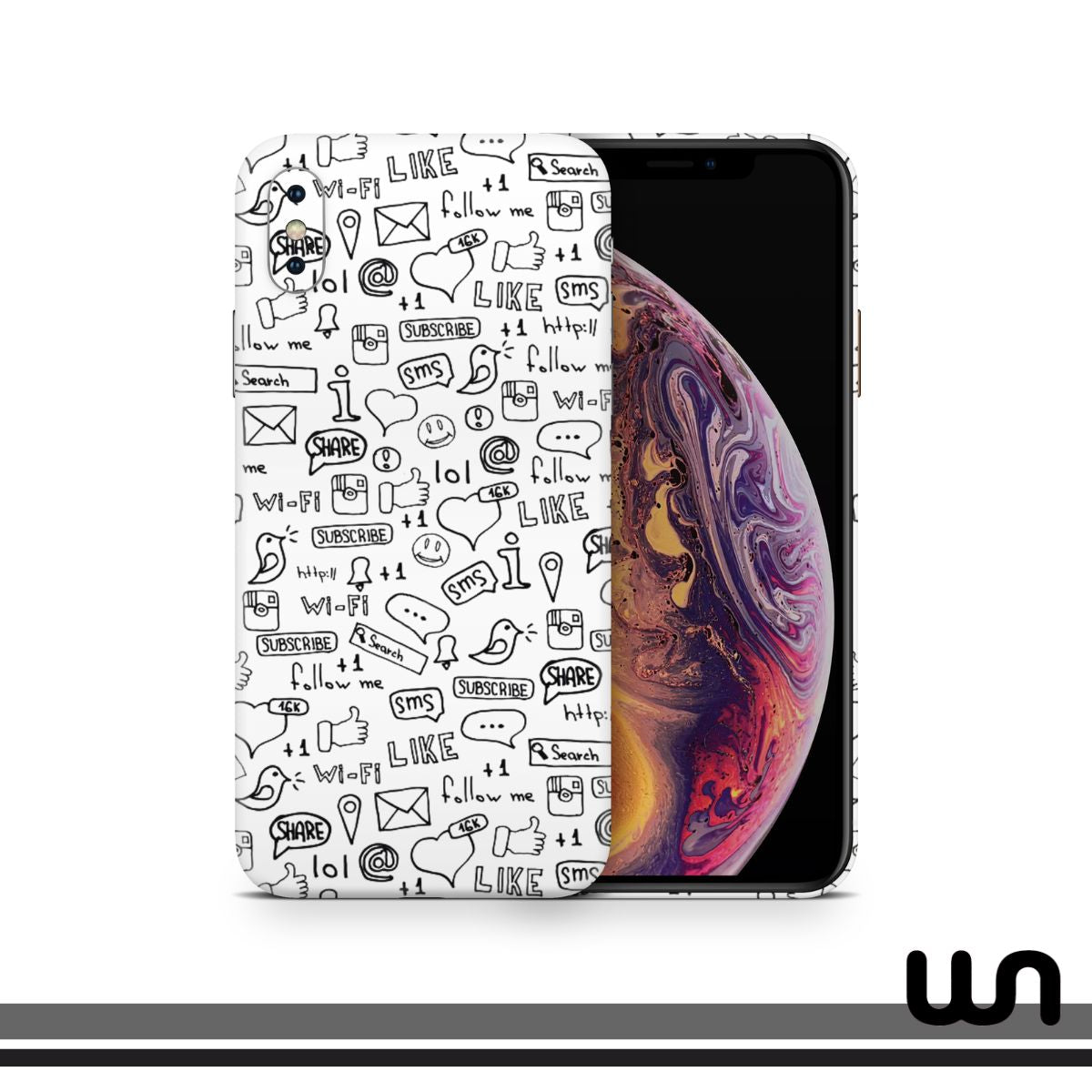 White Doodle Skin for iPhone Xs