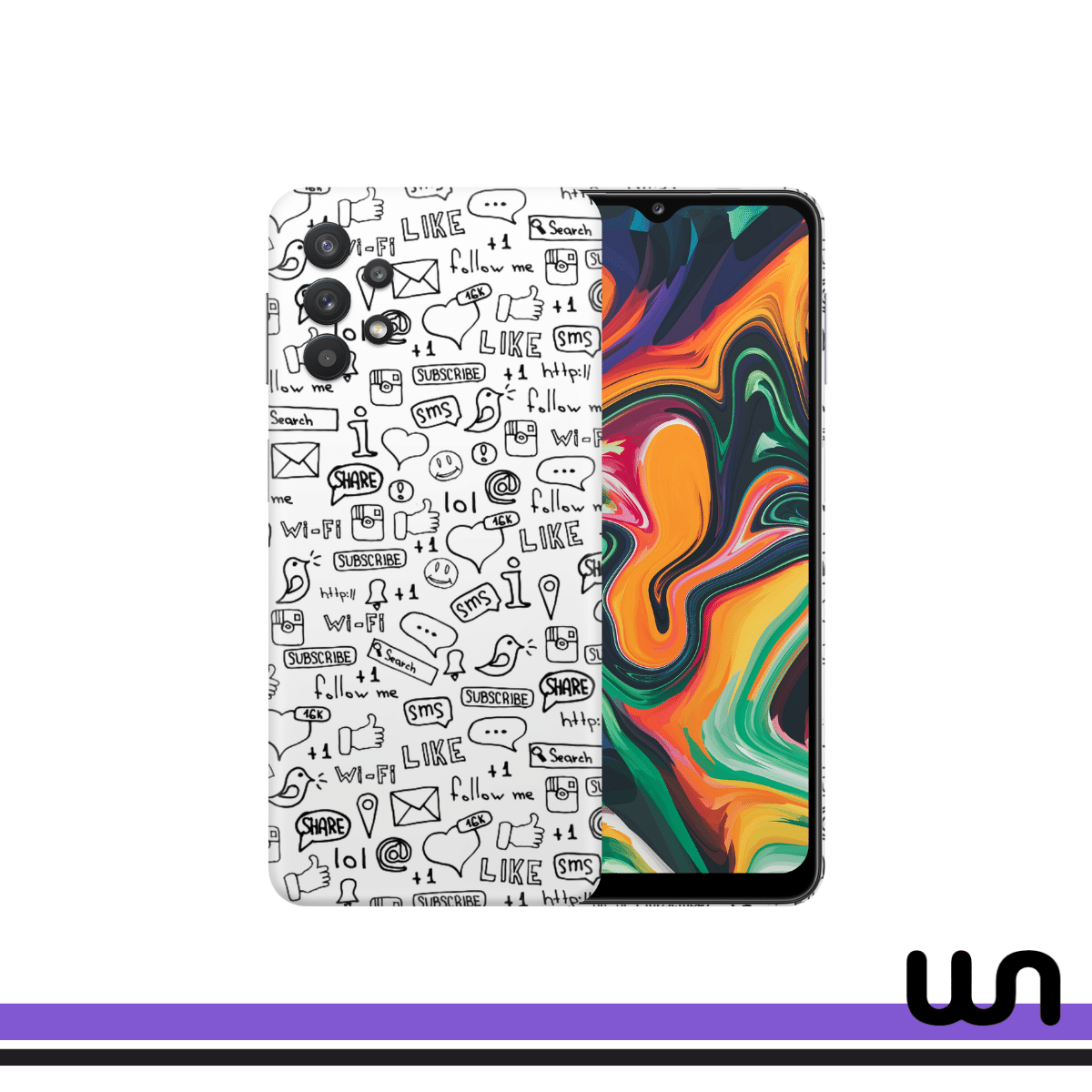 White Doodle Skin for Samsung A72