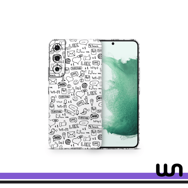 White Doodle Skin for Samsung S21 Plus