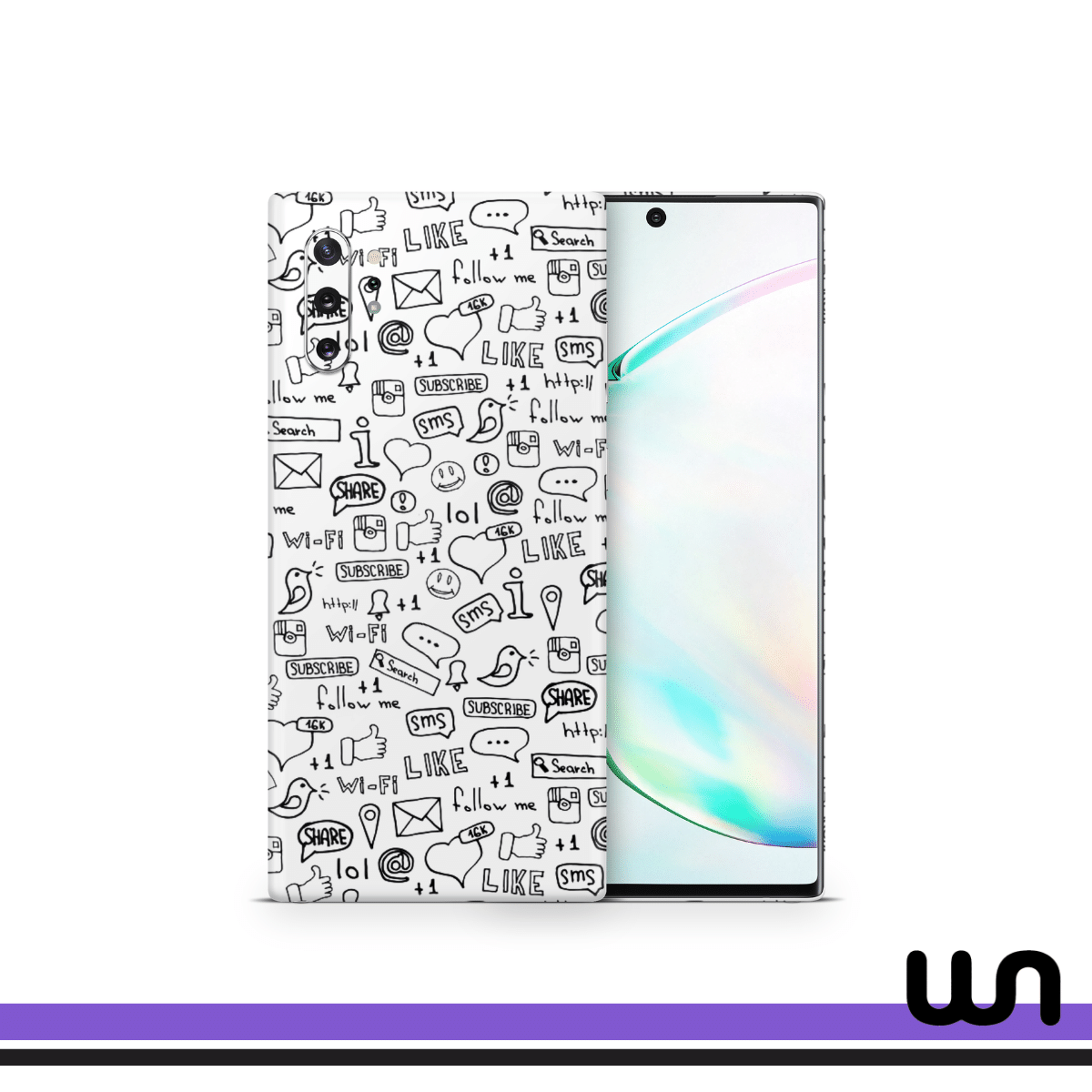 White Doodle Skin for Samsung Note 10 Plus