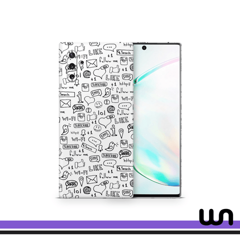 White Doodle Skin for Samsung Note 10 Plus