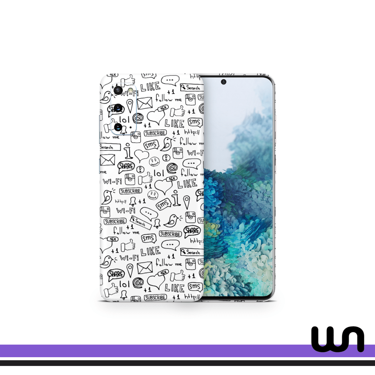 White Doodle Skin for Samsung S20 Plus