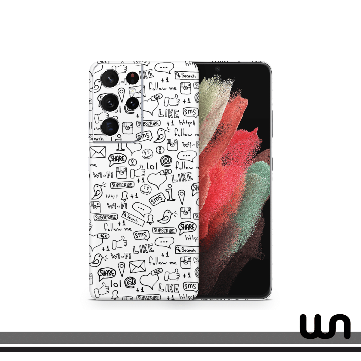 White Doodle Skin for Samsung S21 Ultra