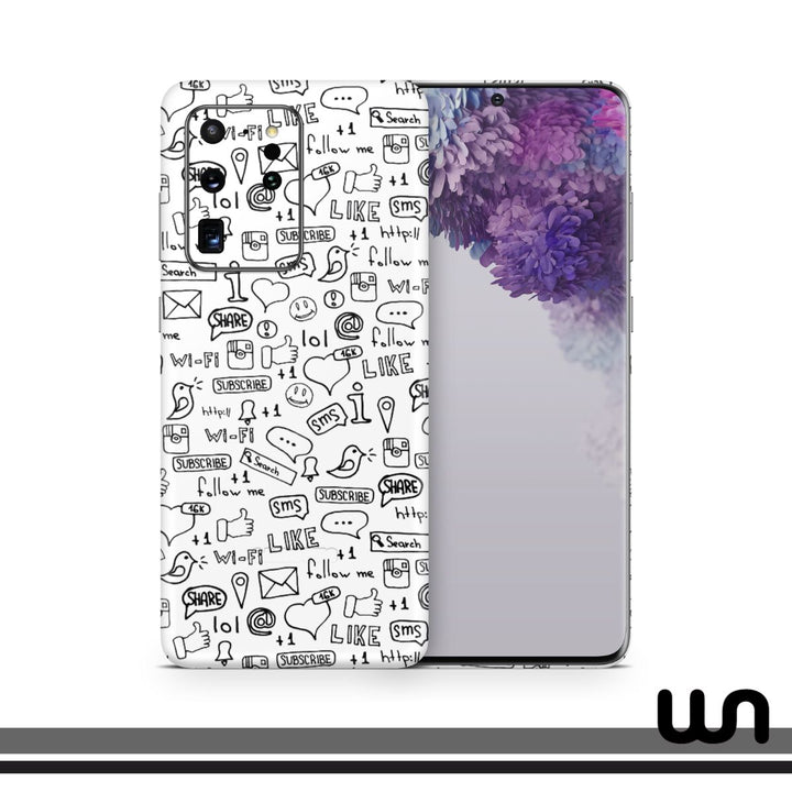 White Doodle Skin for Samsung S20 Ultra