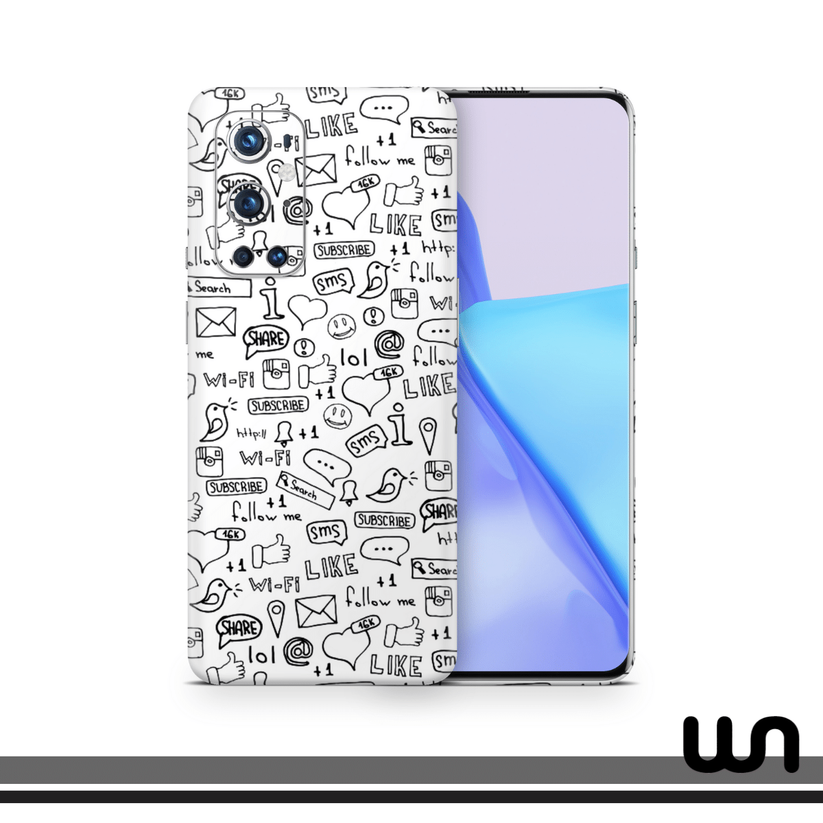 White Doodle Skin for One Plus 9 Pro