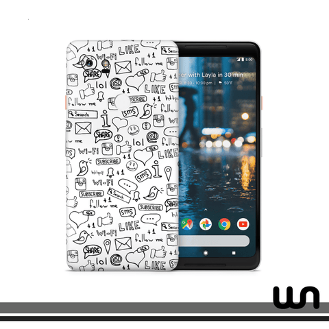 White Doodle Skin for Google Pixel 2xl