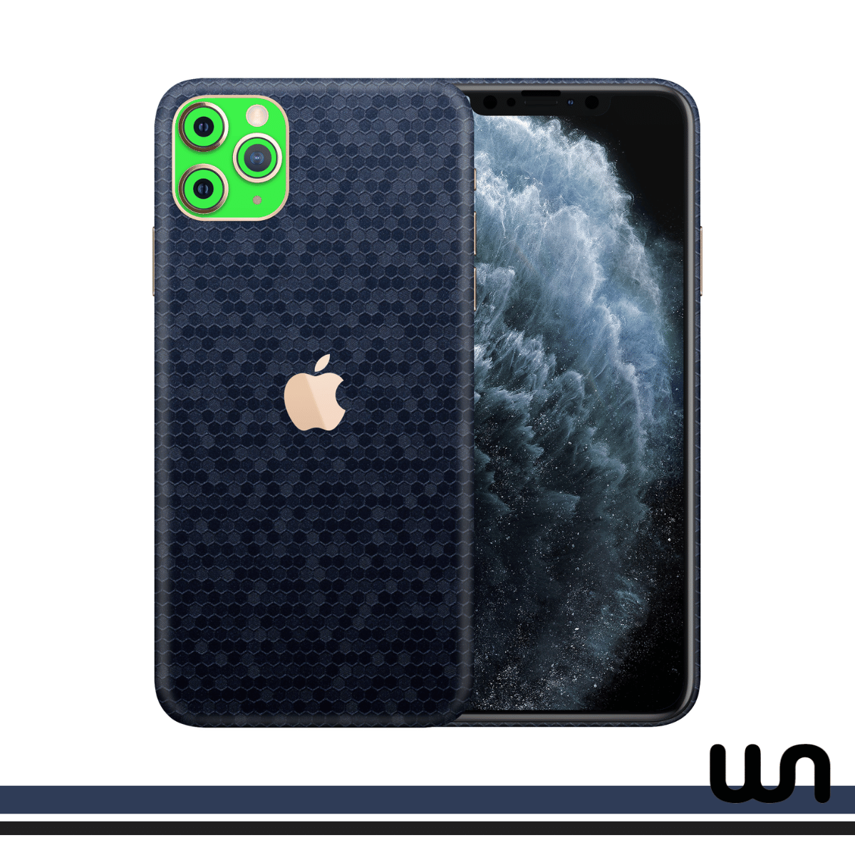 Blue Honeycomb with Dot Green - Duotone Skins For iPhone