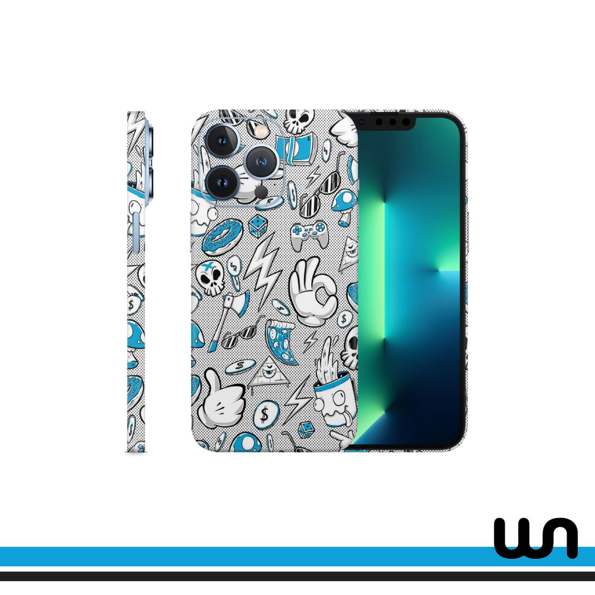 Blue Donut Doodle Skin for iPhone 13 Pro Max