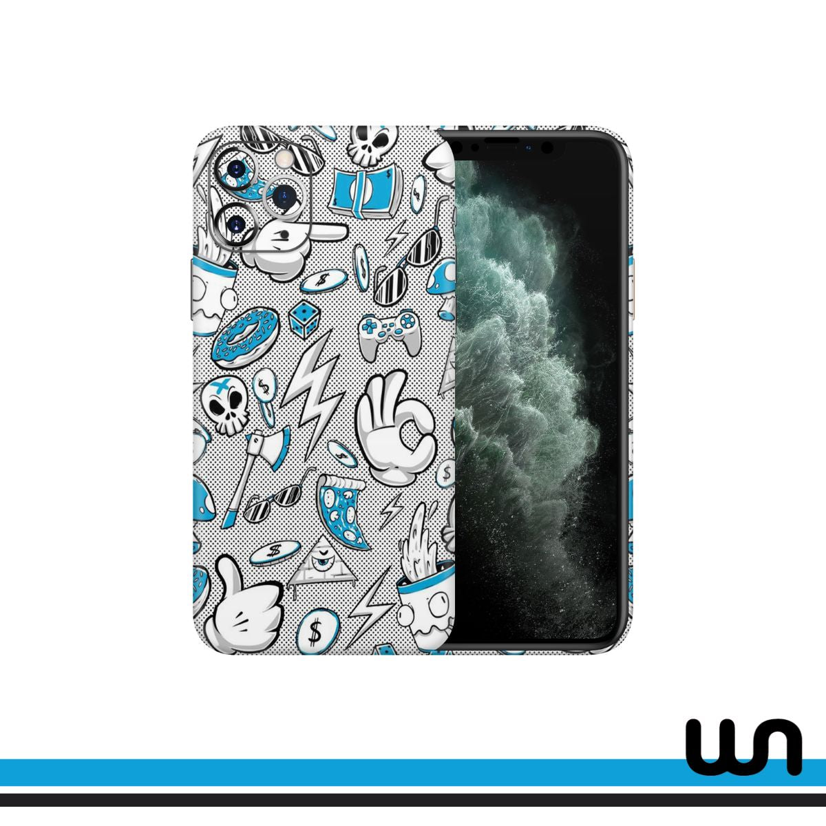 Blue Donut Doodle Skin for iPhone 11 Pro