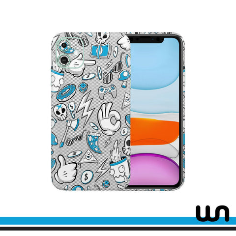 Blue Donut Doodle Skin for iPhone iPhone 11