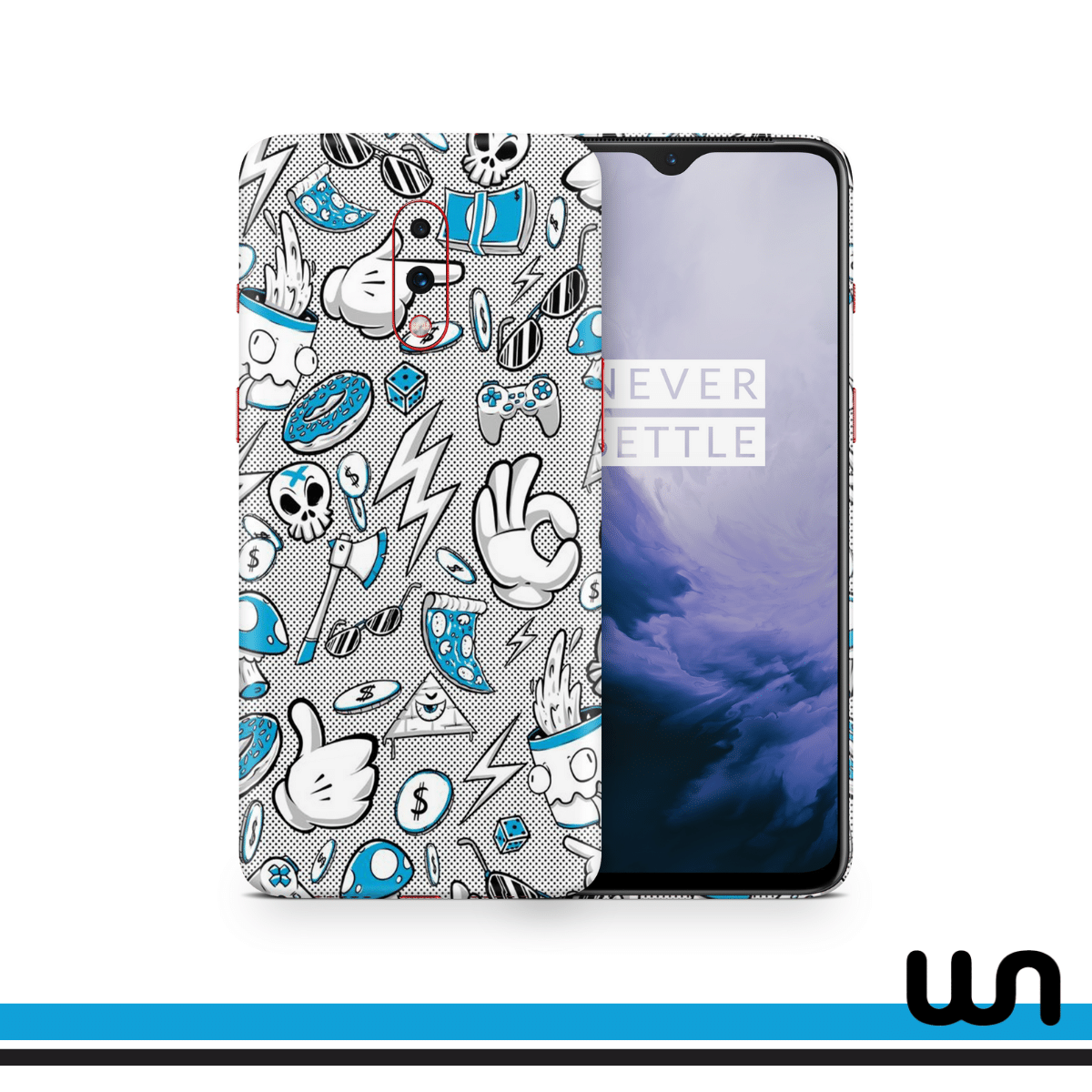 Blue Donut Doodle Skin for One Plus 7