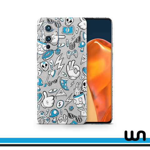 Blue Donut Doodle Skin for One Plus 9