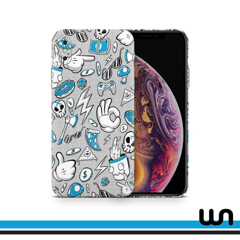 Blue Donut Doodle Skin for iPhone Xs