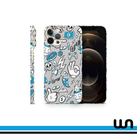 Blue Donut Doodle Skin for iPhone 12 Pro