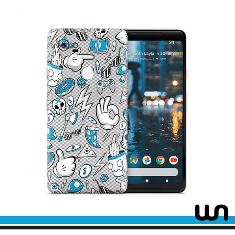 Blue Donut Doodle Skin for Google Pixel 2xl